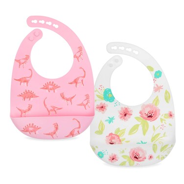 Nuby Adjustable Easy Clean Soft Silicone Bibs 2 Pack