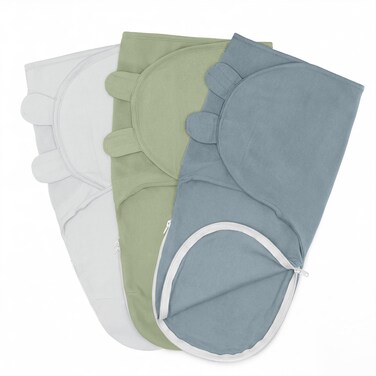 Comfy Cubs Swaddle Blanket Zipper 3 Pk S Stone Pacific Blue Sage