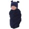 Exemaba Unisex Baby Swaddle Wrap with Hat Set for 03 MonthsNavy