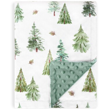 HOMRITAR Green Pine Tree Baby Blanket Double Layer Dotted Backing for Boys