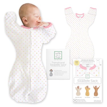 SwaddleDesigns Transitional Swaddle Sack Cotton Pink Tiny Triangle 03mo