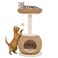 Yaheetech Small Boho Cat Tree wWoven Rattan Perch and Scratching Post