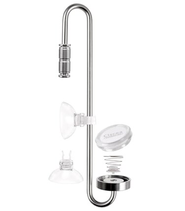 Clscea Aquarium Stainless Steel CO2 Diffuser Atomizer with Integrated Check Valve DC30025