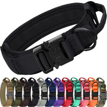 Joytale Tactical Dog Collar for Medium Dogs Traffic Control Handle Black
