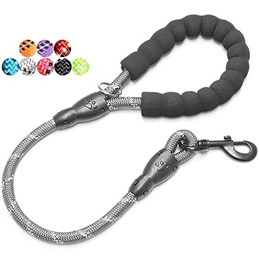 BAAPET 2456 FT Dog Leash with Comfortable Padded Handle and Highly Reflective Threads for Small Medium and Large Dogs 2FT12 Grey