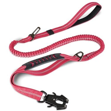 Joytale Tactical Bungee Dog Leash Shock Absorbing No Pull Hot Pink