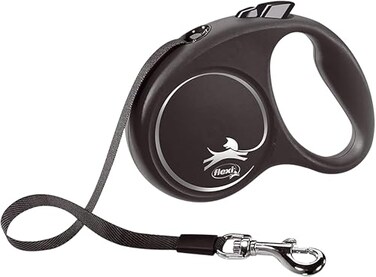 FLEXI Leash Black Design Strap Version Modern and Ergonomic Shape Advanced Guidance System Retractable Leash Made in Germany BlackSilver L 16 ft