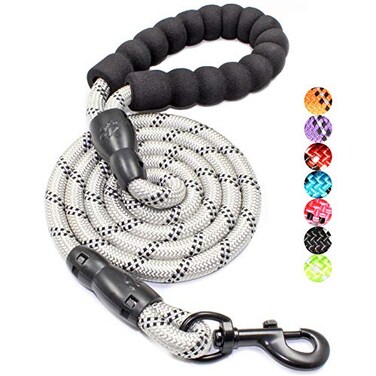 BAAPET 2456 FT Dog Leash with Comfortable Padded Handle and Highly Reflective Threads for Small Medium and Large Dogs 5FT12 Silver