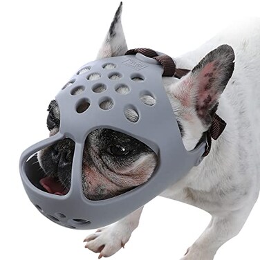 BARKLESS Frenchie Muzzle for Biting Breathable Short Snout Dog Muzzle
