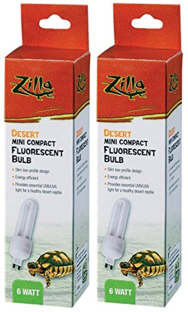 Zilla 2 Pack Mini Compact Desert Fluorescent Bulb 6 Watt