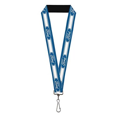 Buckle-Down Lanyard Ford Oval 5 Stripe Blue White