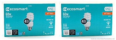 EcoSmart 60w CFL Soft White Lightbulb2 Pack8 bulbs