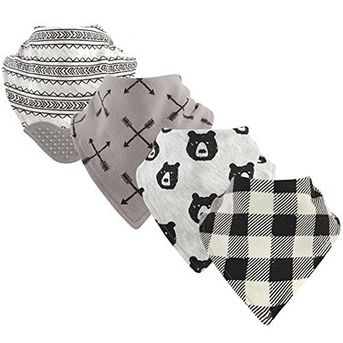 Yoga Sprout Bandana Bib with Teether Bear Hugs 4 Pack