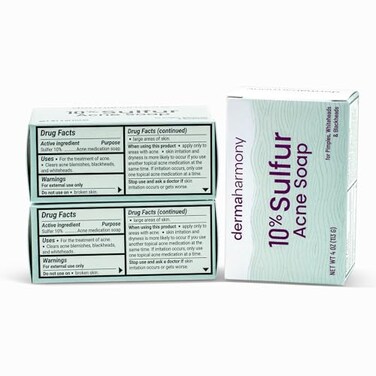 Dermaharmony 10% Sulfur Acne Bar Soap (4 oz- 3 Bars