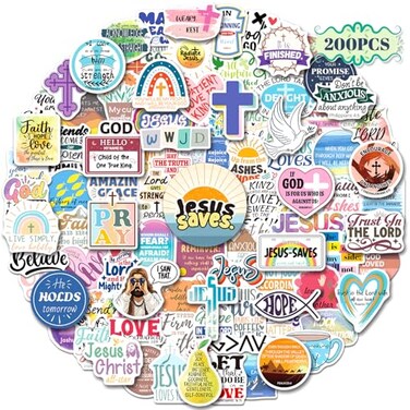 WAKEMOODEI 200PCS Inspirational Christian Stickers Religious Stickers