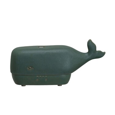 Creative Co-Op Creative CoOp Stoneware Whale Oil Diffuser with Timer Grey