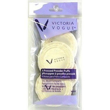 Victoria Vogue Round Puff Pressed Powder Puff 4 Count 1Pack