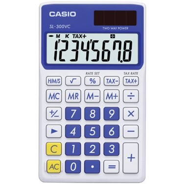 Casio SL300VC Solar Powered Standard Function Calculator Blue
