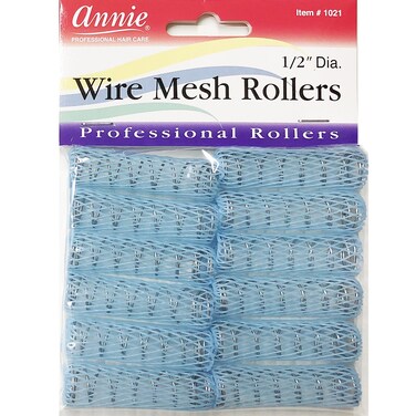 Annie Wire Mesh Rollers 1021 12 Count Blue XSmall 12 Inch 2 Pack