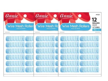 Annie Wire Mesh Rollers 1021 12 Count Blue XSmall 12 Inch 3 Pack
