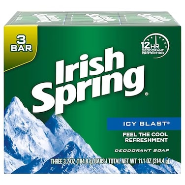 Irish Spring Bath Bar, Icy Blast 3.75 Oz, 12 Count 4pack of 3 Bar