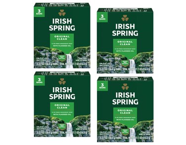 Irish Spring Deodorant Bar Soap Original 375 oz bars 3 ea Pack of 4