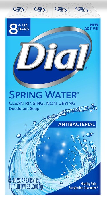 Dial Antibacterial Bar Soap Refresh Renew Spring Water 4 oz 8 Bars