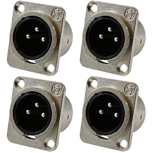 glsaudio Glsaudio Xlr Male Jack 3 Pin Panel Mount Jacks D Series Size Xlrm 4 Pack xlr d series