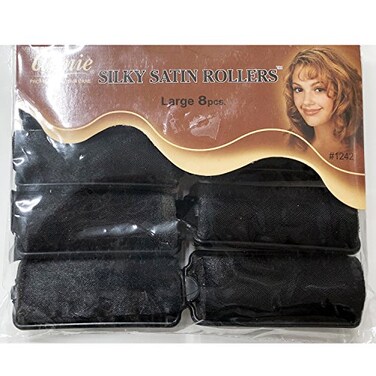 Annie Silky Satin Foam Rollers1242, 8 Count Black Large 1 Inch (2 Pack