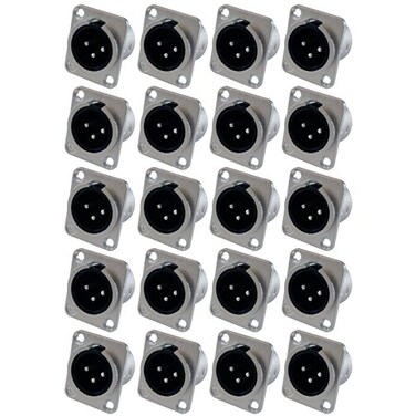 GLS Audio XLR Male Jack 3 Pin Panel Mount Jacks D Series Size XLRM 20 Pack
