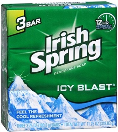 Irish Spring Deodorant Bar Soap, Icy Blast, 3.75 oz bars, 3 ea (Pack of 2