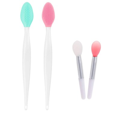 Finrray Silicone Lip Brush Set 2pcs Doublesided Lip Scrubber Balm Applicator Tools