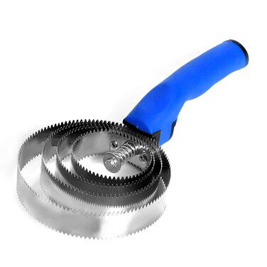 BOTH WINNERS Reversible Stainless Steel Curry Comb with Soft Touch Grip Blue