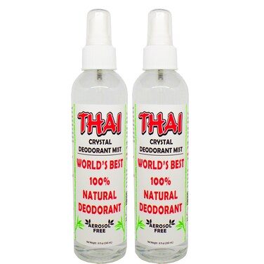 Thai Deodorant Stone Crystal Mist Natural Deodorant Spray 8 oz Bundle Pack of 2