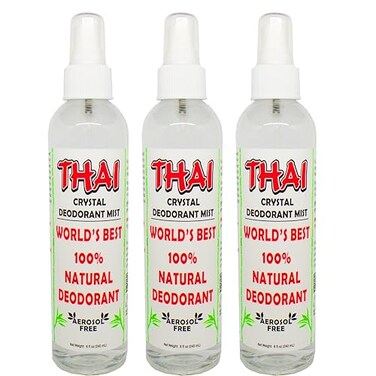 Thai Deodorant Stone Crystal Mist Natural Deodorant Spray 8 oz. Bundle (Pack Of 3