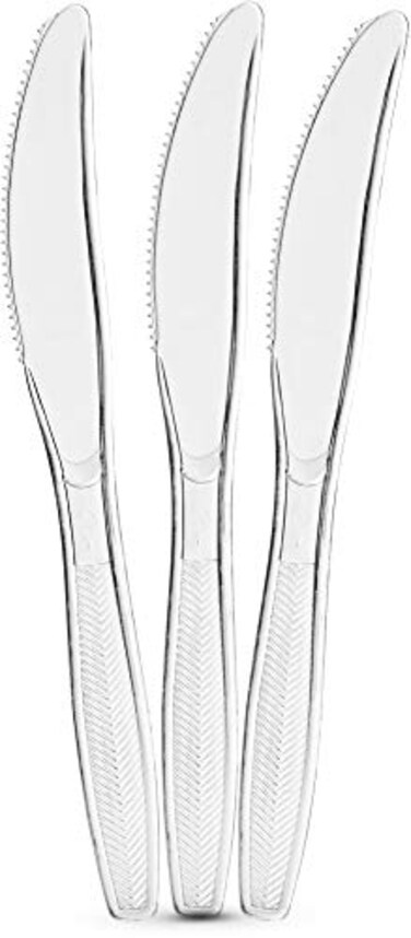 Plasticpro Clear Plastic Knives Disposable Cutlery Medium Weight Utensils 300 Count