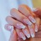 MISUD Press on Nails Medium Coffin Fake Nails Acrylic Pink White Flame Design 24 pcs