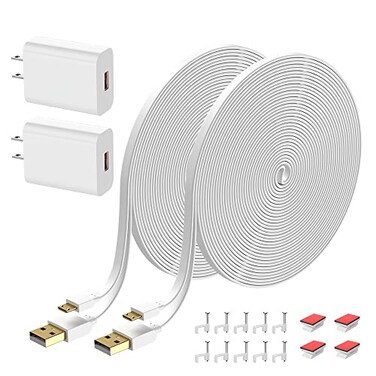 IBERLS 10 ft Extension Cable for Wyze Cam V4V3V2OGPan V2 Camera with 5V2A USB Charger 2 Pack