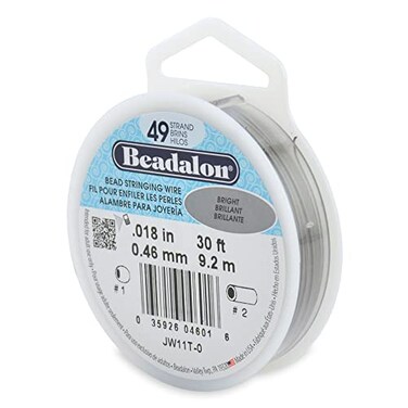 Beadalon 49 Strand Stainless Steel Bead Stringing Wire 018 in 046 mm Bright 30 ft 92 m