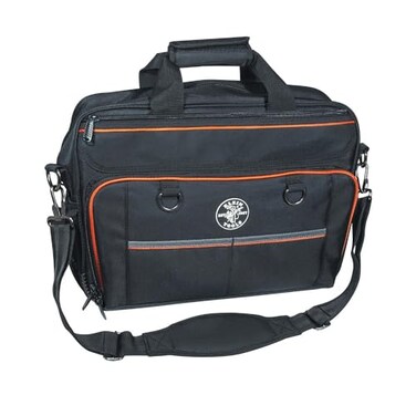 Klein Tools 55455M Tool Bag Tradesman Pro Tech Bag with Laptop Pocket Black and Orange