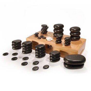 Master Massage Deluxe Hot Stone Deluxe Pack Basalt Package Rock Real Lava Set 50 Piece