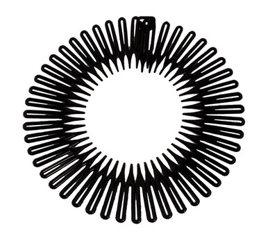 CARAVAN Full Circle Spring Head Band Comb In Classic Black With Deep Teeth And Closure