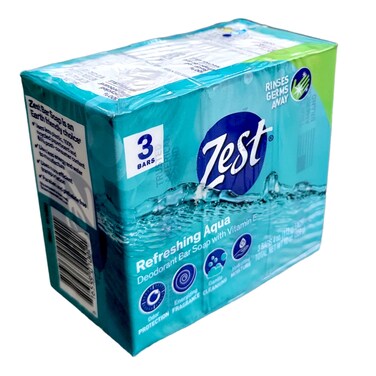 Zest Refreshing Aqua Bars Deodorant Bar Soap with Vitamin E 3 Bars 4 OZ 113g Each 3 Pack