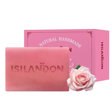 ISILANDON Rose Scented Natural Bath Soap Infused with Rose Hydrosol Oils Propolis Extract