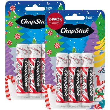ChapStick Lip Balm Candy Cane 6Count Fresh Minty Lip Moisturizer Stocking Stuffer 015 Oz Ea