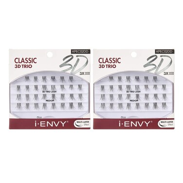 iENVY 3D Trio Classic Lash Medium 2 Pack Natural Fluffy Effect 3X Faster Easier Application