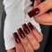 KXAMELIE Burgundy Coffin Nails Long Press On Acrylic Reusable 24 Pack Natural Thick False Nails