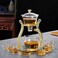 RORA Lazy Kungfu Glass Tea Set Semi Automatic Drip Rotating with Infuser Glass Teapot Set 6 cups