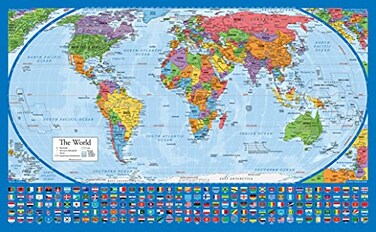 Palace Learning Equal Earth World Map Poster map design shows continents at true relative size LAMINATED 18 x 29