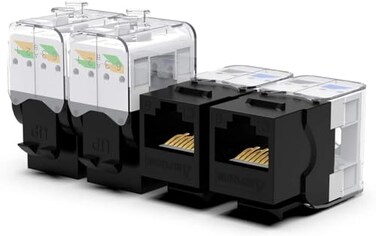 AMPCOM CAT6 Keystone Jack ToolLess RJ45 UTP No PunchDown Tool Required Module Coupler 12Pack Black